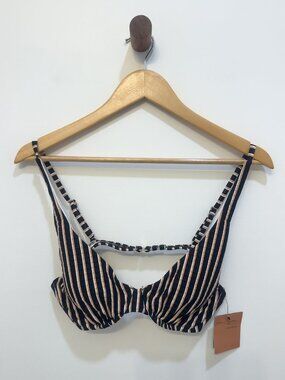 NWT Striped Bikini Top Retro 36B